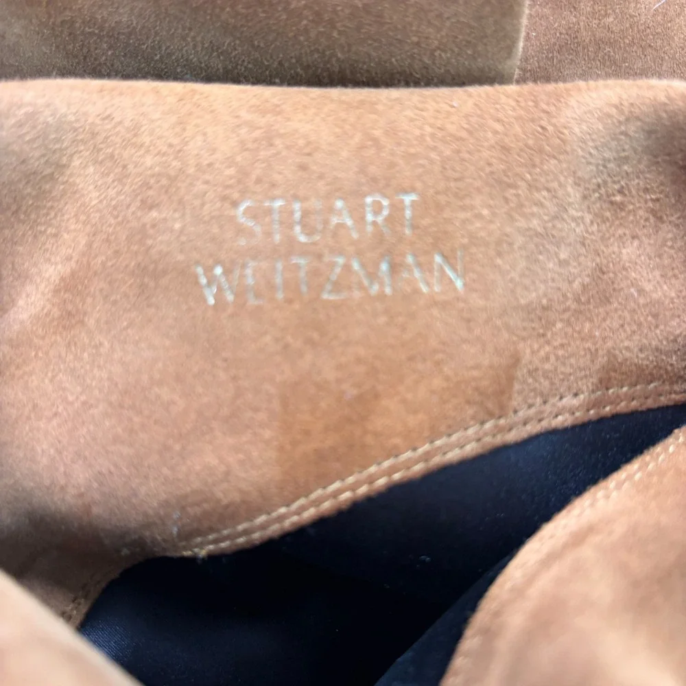 Stuart Weitzman Cognac Brown Suede Over The Knee Block Heel Boots Sz 8.5 Spain